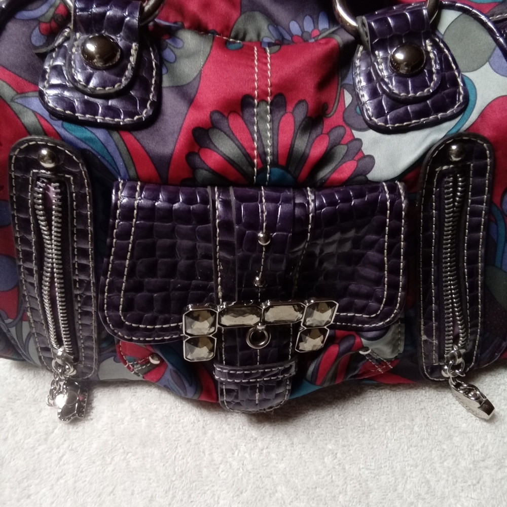 Purse KATHY VANZEELAND Purple Floral-Print Women’s Shoulder Bag - Picture 14 of 16